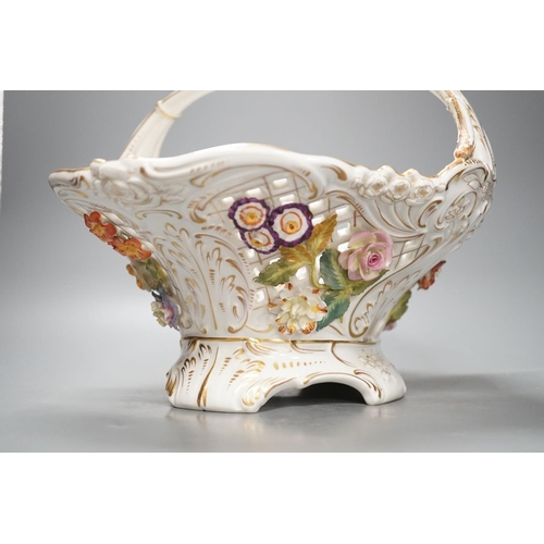 1268 - A Dresden porcelain floral encrusted basket 34cm