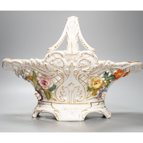 1268 - A Dresden porcelain floral encrusted basket 34cm