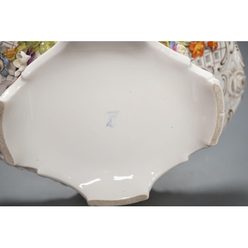 1268 - A Dresden porcelain floral encrusted basket 34cm