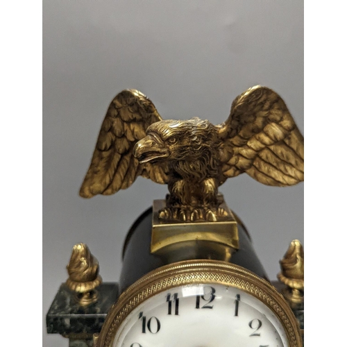 1271 - A French Empire style marble and ormolu portico timepiece  32cm