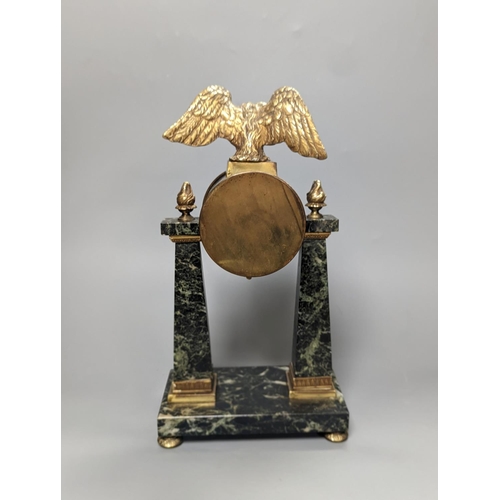 1271 - A French Empire style marble and ormolu portico timepiece  32cm