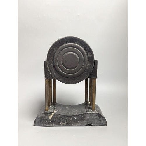 1275 - An Art Deco black marble and brass mantel clock 29cm