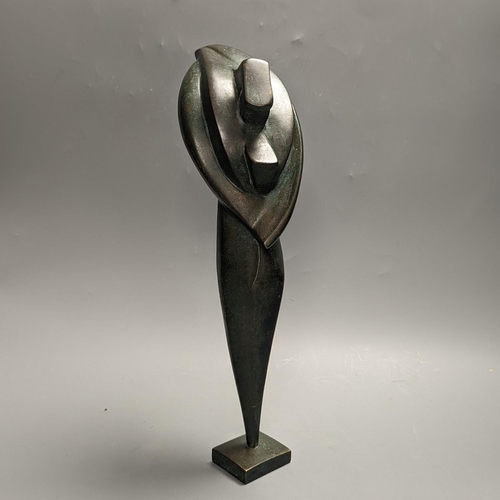 1281 - A 20th century Futurist style patinated bronze sculpture, unsigned. 40cm