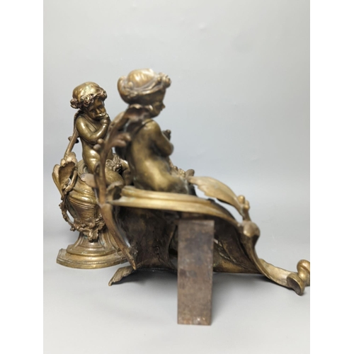 1282 - A pair of 19th century French bronze putti chenet 31cm