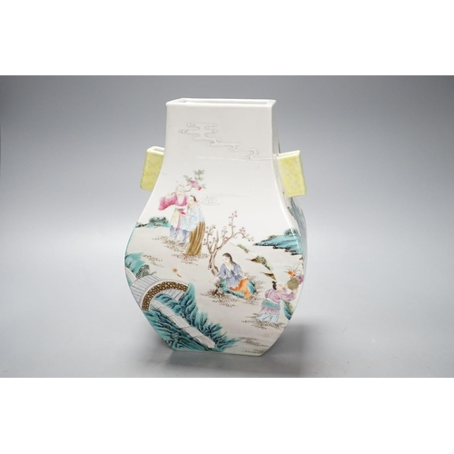 1291 - A Chinese famille rose arrow vase, Qianlong mark, 26cm