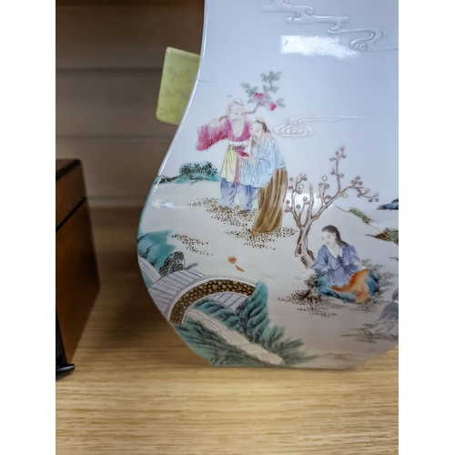 1291 - A Chinese famille rose arrow vase, Qianlong mark, 26cm