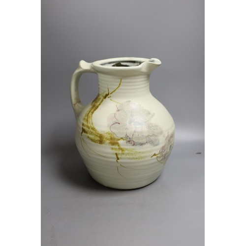 1302 - David Eeles, studio pottery jug, impressed mark DE, 32cm