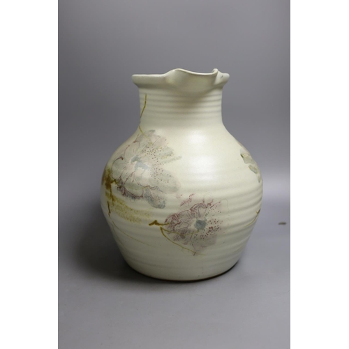 1302 - David Eeles, studio pottery jug, impressed mark DE, 32cm