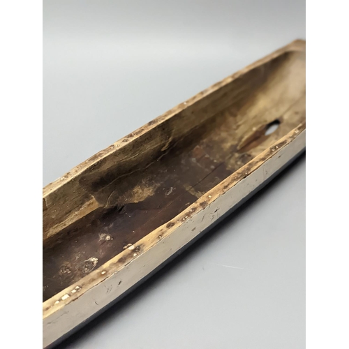 1306 - A 19th century painted wood model of a boat hull 60cm