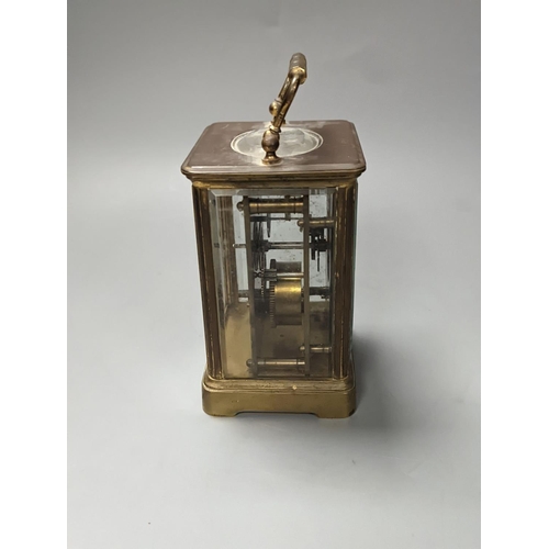 1326 - A French brass carriage timepiece 15cm