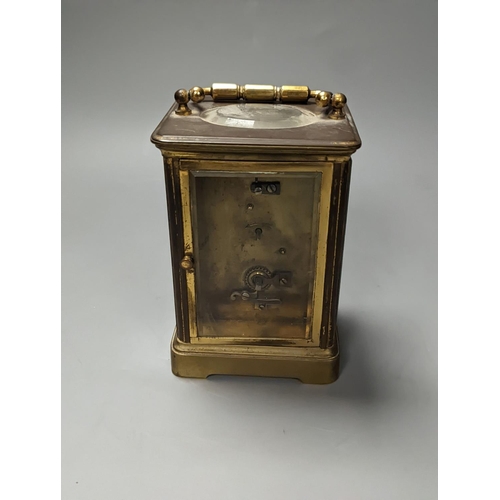 1326 - A French brass carriage timepiece 15cm