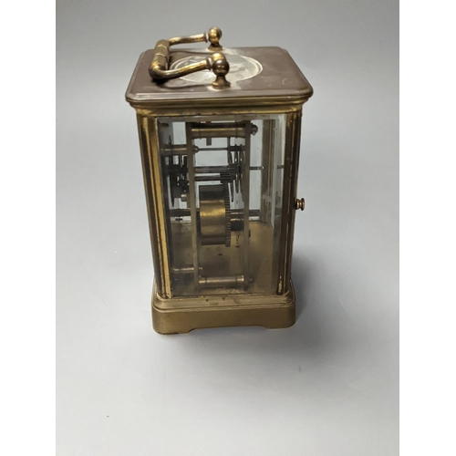 1326 - A French brass carriage timepiece 15cm