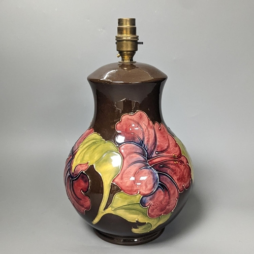 1329 - A modern Moorcroft pottery baluster lamp vase 31cm total height