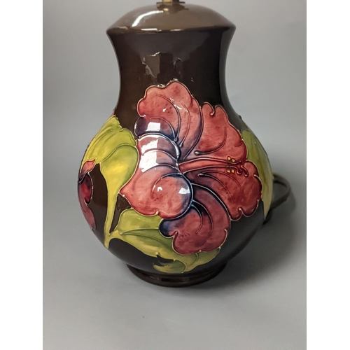 1329 - A modern Moorcroft pottery baluster lamp vase 31cm total height