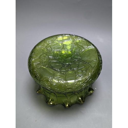 1338 - A Loetz type green crackle glass bowl 19cm