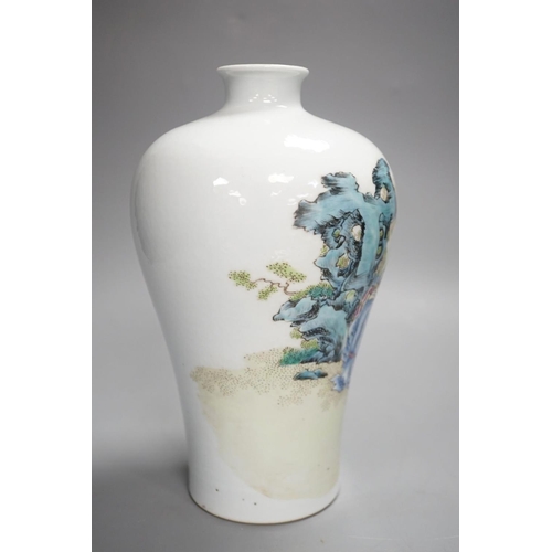 1349 - A Chinese famille rose 'immortals' meiping, vase.23 cms high.