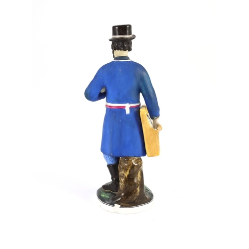 1353 - A Russian porcelain figure of a glazier, Gardner Manufactory, Verbilki, c.1830,feint underglaze blue... 