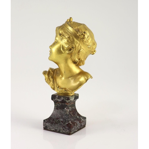 1355 - Raoul Francois Larche (1860 - 1912). An ormolu head of a boy king,modelled wearing a crown, signed i... 