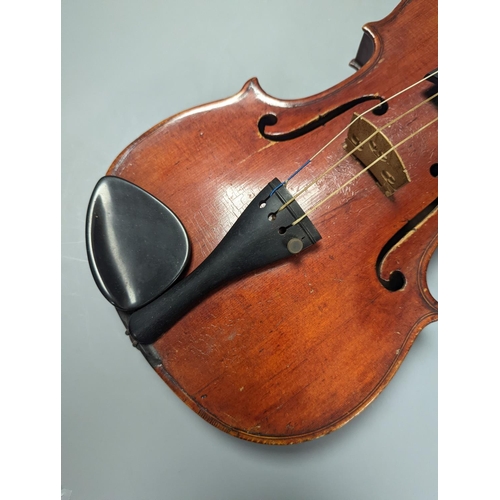 1370 - A violin in a mahogany case, case makers, Withers and sons,case 79 cms high.