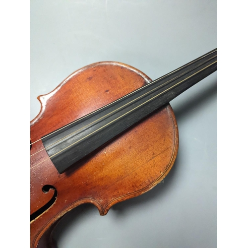 1370 - A violin in a mahogany case, case makers, Withers and sons,case 79 cms high.