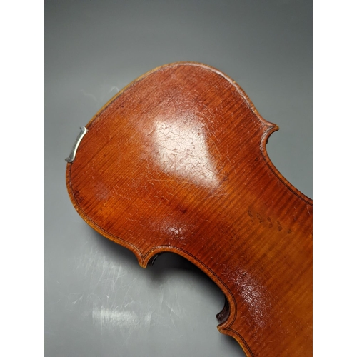 1370 - A violin in a mahogany case, case makers, Withers and sons,case 79 cms high.