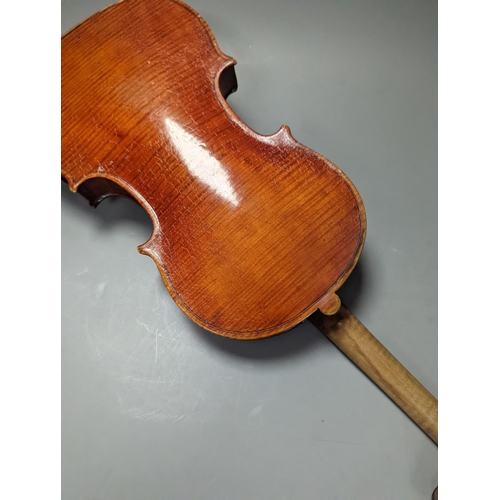 1370 - A violin in a mahogany case, case makers, Withers and sons,case 79 cms high.