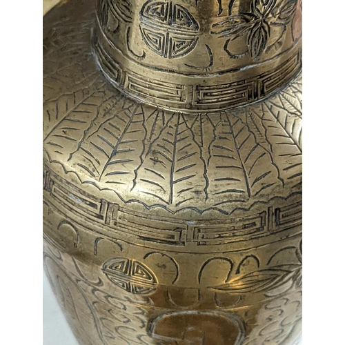 1380 - Two early 20th century Chinese bronze vases and a similar tray, 35cm diam.