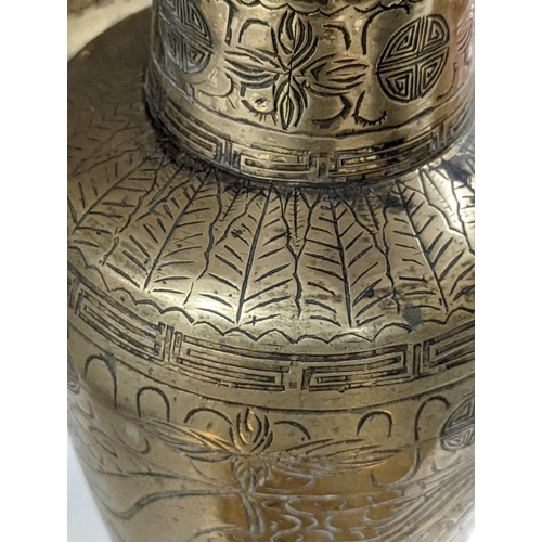 1380 - Two early 20th century Chinese bronze vases and a similar tray, 35cm diam.