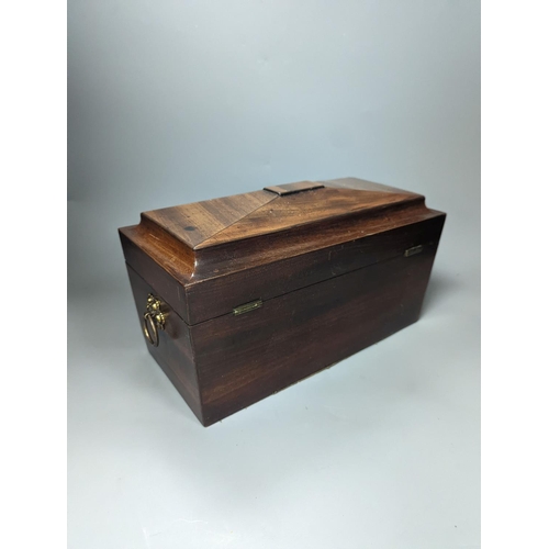 1383 - A 19th century mahogany tea caddy and a walnut  2 door smokers cabinet,Smokers cabinet 33 cms high.... 