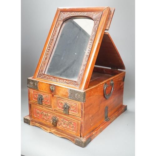 1388 - A Chinese cypress wood dressing box, 37cm