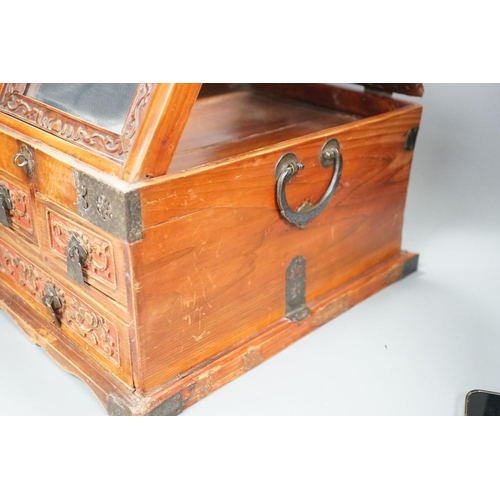 1388 - A Chinese cypress wood dressing box, 37cm