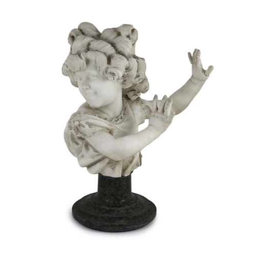 1411 - A late 19th / early 20th century Italian white marble carving of a girl with raised hands,unsigned, ... 