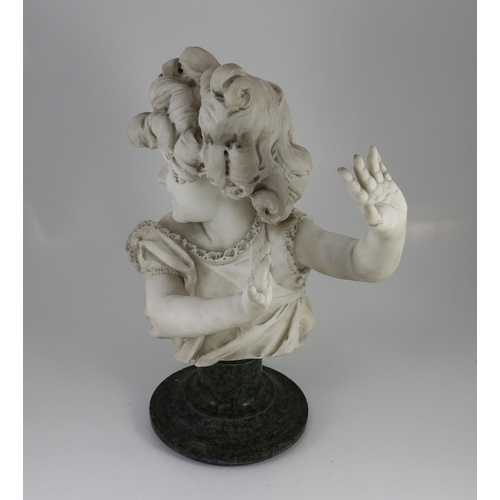 1411 - A late 19th / early 20th century Italian white marble carving of a girl with raised hands,unsigned, ... 