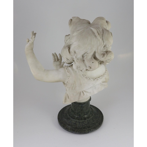 1411 - A late 19th / early 20th century Italian white marble carving of a girl with raised hands,unsigned, ... 