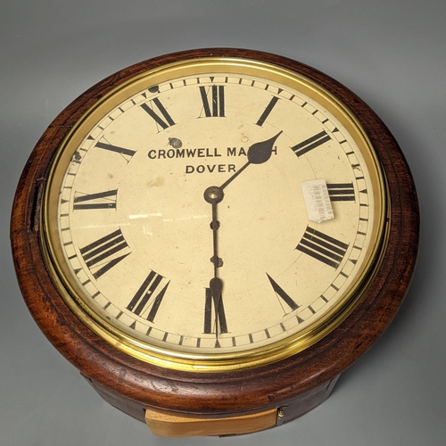 1412 - A Victorian mahogany dial timepiece,37 cms diameter.