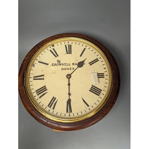 1412 - A Victorian mahogany dial timepiece,37 cms diameter.