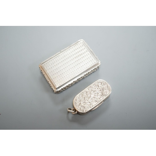 1803 - A William IV engraved silver rectangular vinaigrette, with engraved initials, Taylor & Perry, Birmin... 