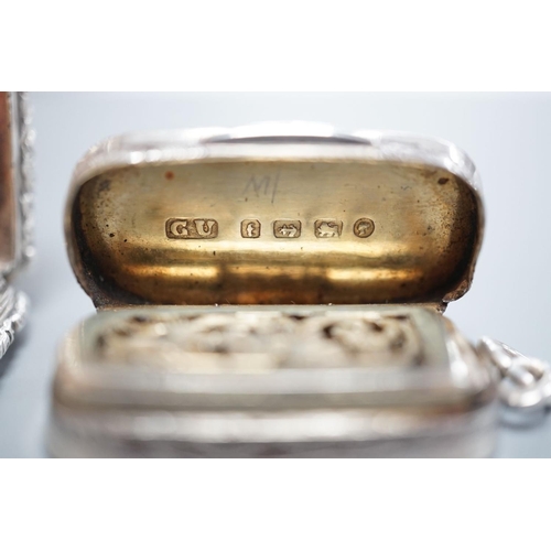 1803 - A William IV engraved silver rectangular vinaigrette, with engraved initials, Taylor & Perry, Birmin... 