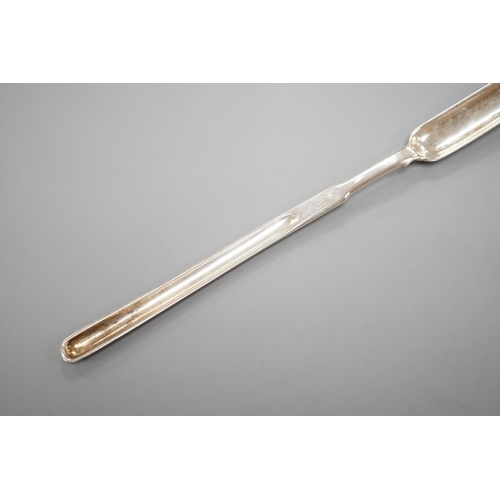 1813 - A George III silver marrow scoop, with engraved crest, Peter & William Bateman, London, 1810, 24.6cm... 