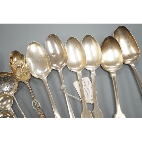 1814 - A small collection of 18th century and later silver flatware, including a table spoon by Thomas Eust... 