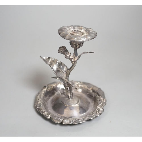 1821 - A George IV silver candlestick, naturalistically modelled as stemmed flower, London, 1828, by Riley ... 