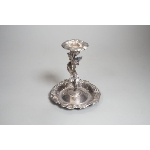 1821 - A George IV silver candlestick, naturalistically modelled as stemmed flower, London, 1828, by Riley ... 