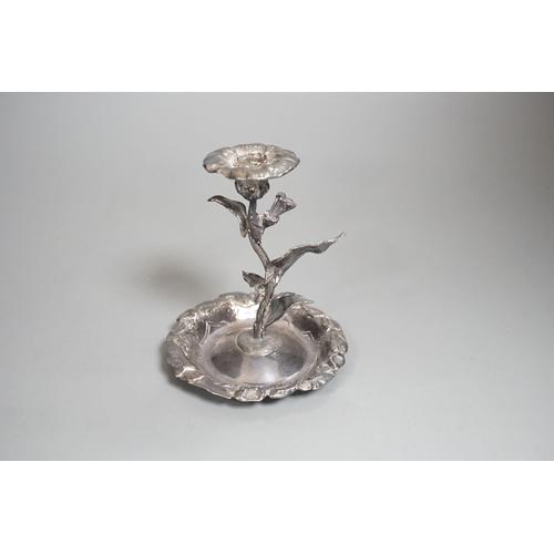 1821 - A George IV silver candlestick, naturalistically modelled as stemmed flower, London, 1828, by Riley ... 