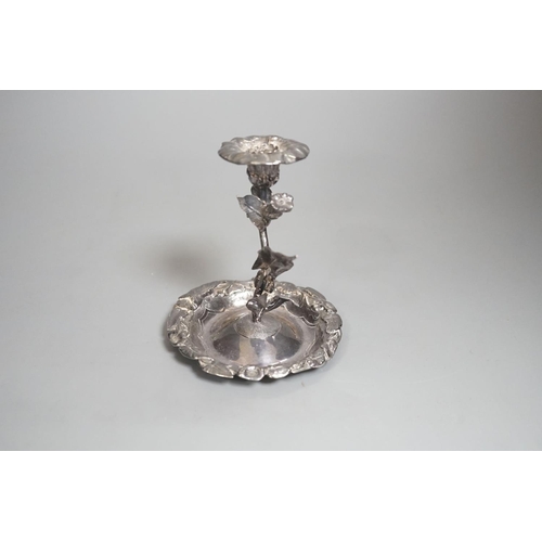 1821 - A George IV silver candlestick, naturalistically modelled as stemmed flower, London, 1828, by Riley ... 