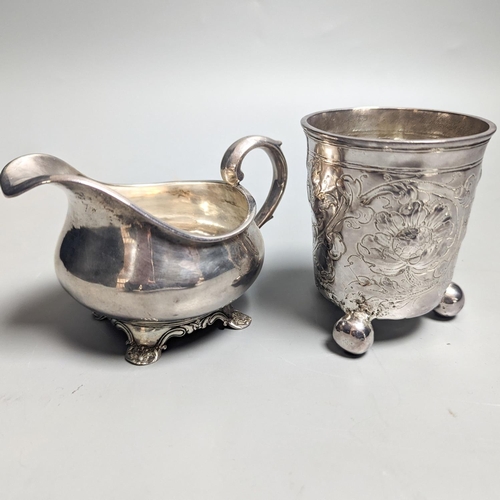 1829 - A William IV provincial silver cream jug, Barber & North, York?, 1836 and an 18th century continenta... 