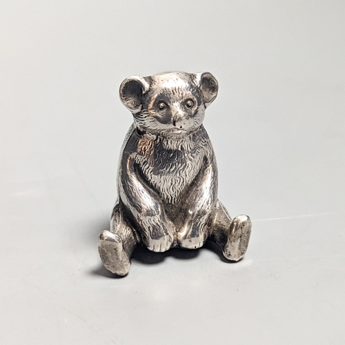 1835 - An Edwardian novelty silver 'teddy bear' pin cushion, with later cushion, W.J. Myott & Co, Birmingha... 