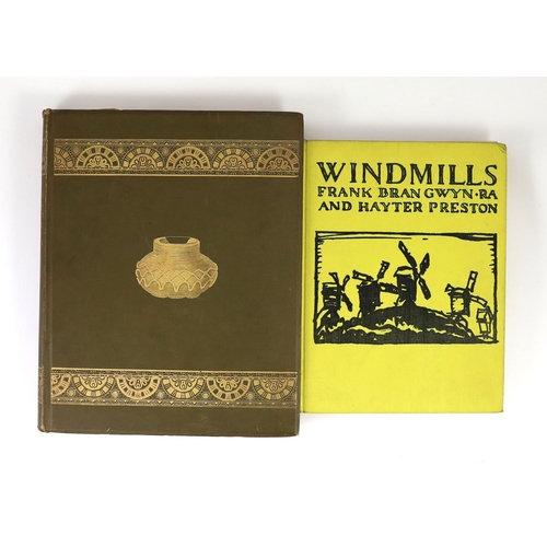 125 - ° ° Brangwyn, Frank and Preston, Hayter - Windmills, 4to, yellow cloth, John Lane The Bodley Head, L... 