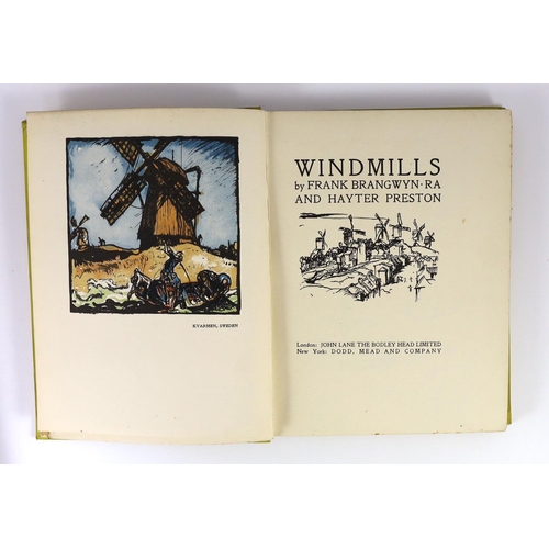 125 - ° ° Brangwyn, Frank and Preston, Hayter - Windmills, 4to, yellow cloth, John Lane The Bodley Head, L... 