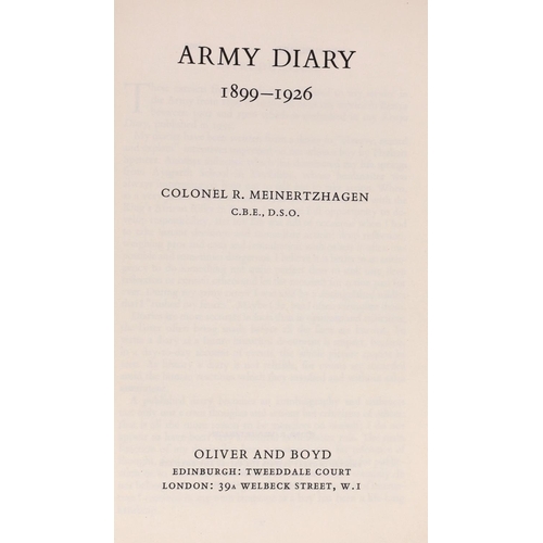 155 - ° ° Meinertzhagen, Colonel Richard. Kenya Diary 1902 – 1906. Edinburgh & London, 1957. Original clot... 