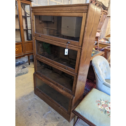 1080 - A Globe Wernicke style oak bookcase, (not sectional), width 88cm, depth 32cm, height 152cm... 